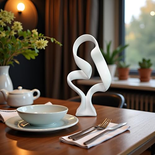 15" Modern Abstract Ribbon Decorative Sculpture, Knot Sculptures,Home Decor,Coffee Table Statues,Dining Living Room Desk Decor（White） - color: 15" White