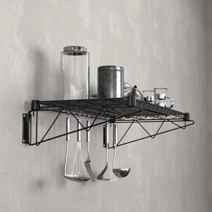 18" x 36" Black Epoxy Wire Wall Mount Shelf - color: Black, size: 18" x 36"