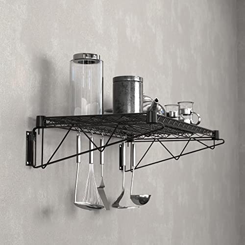 18" x 36" Black Epoxy Wire Wall Mount Shelf - color: Black, size: 18" x 36"