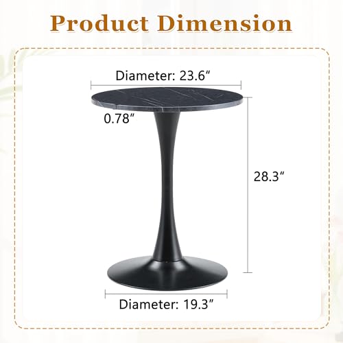 23.6" Round Dining Table, Mid-Century Modern Tulip Table with Thickened Tabletop & Metal Pedestal, Circle Bistro Table for Kitchen, Small Places, Apartments, Cafe - color: Dark Grey, size: 23.6" dining table
