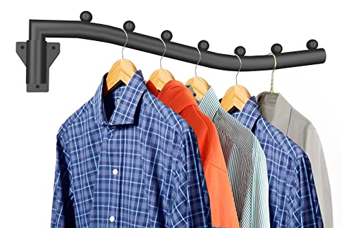 Folding Clothes Hanger Rack Swing Arm Hook Holder Clothing Hanging Garment Drying Closet Rod Storage Organizer Wall Mount Space Saving for Closet Organizer, Bathroom, Bedroom, Laundry Room Black - style: 1 Pack