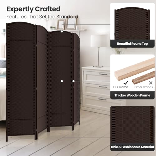 4 Panel Folding Room Divider,Woven Privacy Screen,Chocolate | Solid wood frame, handcrafted diamond pattern, 6FT tall, extends to 63 inches wide, no assembly required - color: Chocolate, size: 4-Panel