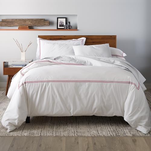 Ella Jayne Twin Duvet Cover 100% Cotton Percale Soft Red Design 2 Pcs | Duvet Cover Twin | Soft Cotton Percale | 68 x 90 Inch Cover | Includes 1 Matching Pillow Sham | Red Design - color: Red, size: Twin/Twin XL