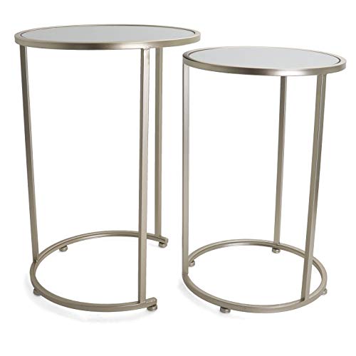 Nested Metal Side Tables - Set of 2 for Living Room & Bedroom (Gold) - color: Odessa - Gold