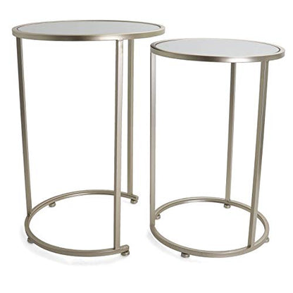 Nested Metal Side Tables - Set of 2 for Living Room & Bedroom (Gold) - color: Odessa - Gold