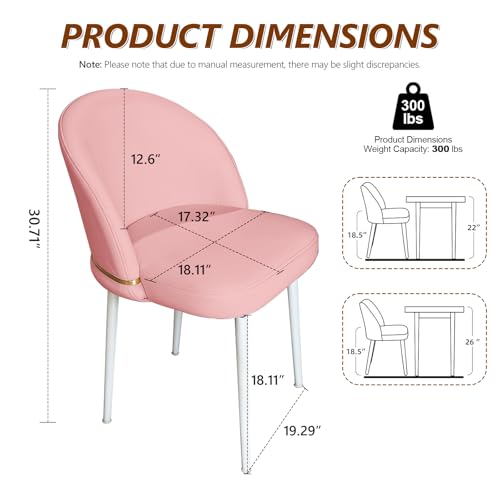 JPBSTO Swivel Vanity Chair No Wheels, Armless Desk Chair with Metal Legs, Accent Dining Chair with Ergonomic Backrest for Bedroom, Office, Dining Room, Pink - color: Pink, size: Set of 1