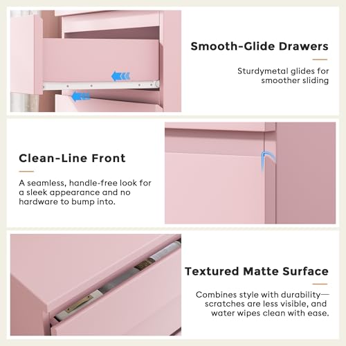 Jocoevol 4 Drawer Dresser for Bedroom, Pink Dresser Chest of Drawers - Large Wood Dressers TV Stand with Deep Drawers Dressers for Living Room, Hallway, Entryway - Pink - color: Pink