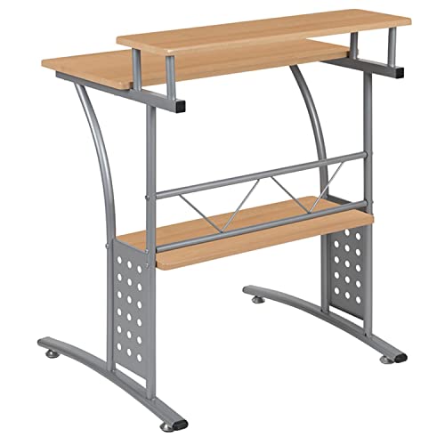 Flash Furniture Clifton Maple Computer Desk with Top and Lower Storage Shelves 28 Inch - color: Maple, size: 28 Inch