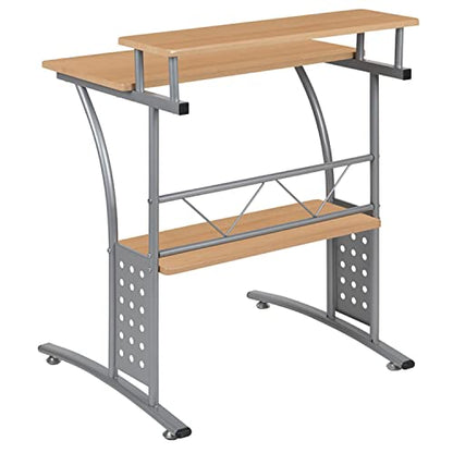 Flash Furniture Clifton Maple Computer Desk with Top and Lower Storage Shelves 28 Inch - color: Maple, size: 28 Inch