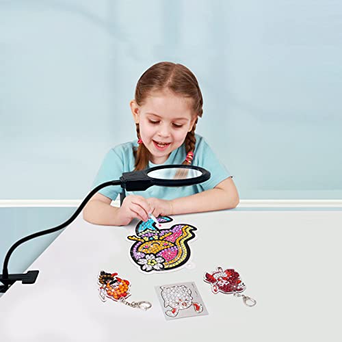 5D Diamond Painting Tools, LED Light with Magnifiers for Diamond Painting, 4X & 6X Magnifier LED Light with Clip and Flexible Neck, 5D Diamond Painting and Cross Stitch Tool Accessory Magnifier Lamp - color: Black
