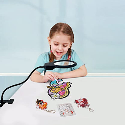 5D Diamond Painting Tools, LED Light with Magnifiers for Diamond Painting, 4X & 6X Magnifier LED Light with Clip and Flexible Neck, 5D Diamond Painting and Cross Stitch Tool Accessory Magnifier Lamp - color: Black