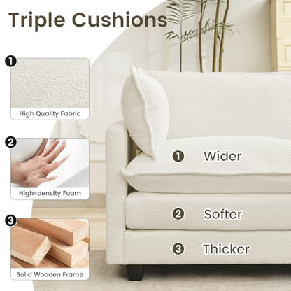 ROWHY Oversized Modular Sectional Couch with 2 Movable Ottoman, 148" Modern Convertible U Shaped Sofa Set, 4 Seat Comfy Cloud Couch with 2 Throw Pillows, for Living Room and Office, Chenille, Beige - color: Chenille Beige, size: 6 Seats U-Shaped