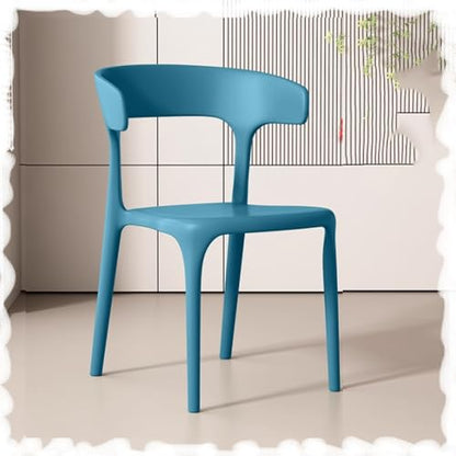 Stackable Dining Chairs with Backrest - Portable Plastic Bar Stools for Kitchen, Living Room, Patio & Restaurant - Space-Saving Design for Easy STO & Versatile Use - color: Blue