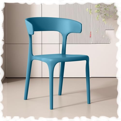 Stackable Dining Chairs with Backrest - Portable Plastic Bar Stools for Kitchen, Living Room, Patio & Restaurant - Space-Saving Design for Easy STO & Versatile Use - color: Blue