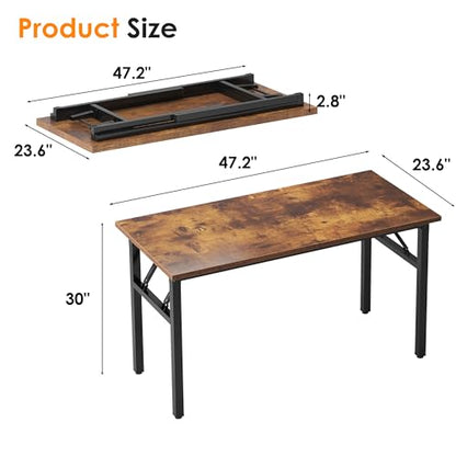 Need 47 inches Computer Desk Office Desk Folding Table with BIFMA Certification Computer Table Workstation, Rustic Brown AC5FB-120 | No-Assembly, Sturdy Foldable Desk for Home Office, Bedroom, Dorm Room, Student Study, Collapsible, Wide, Easy Storage - co