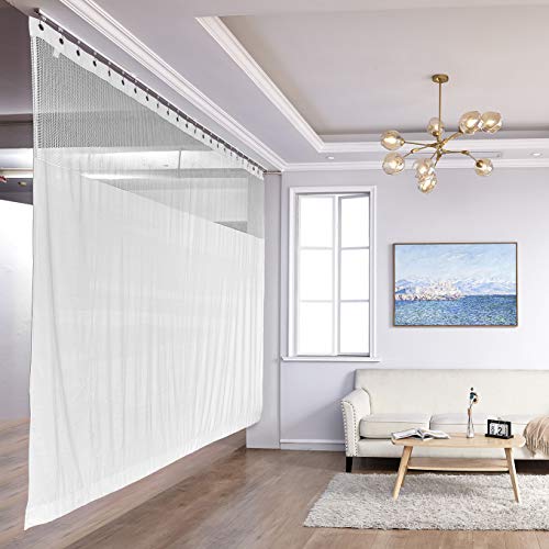 TWOPAGES 8ft Wide x 8ft Tall Room Divider Privacy Cubicle Curtain with Grommet Top (1 Panel,White) - color: White, size: 96"W x 96"L (Pack of 1)