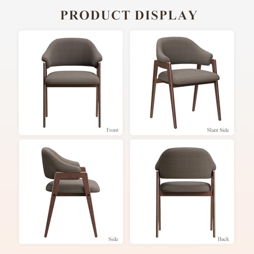 MALOL Wooden Dining Chairs Set of 2, Modern Fabric Upholstered Dining Room Chair, Kitchen Side Chairs, Farmhouse Dinner Chair with Curved Open Back for Kitchen, Camel - color: Camel, size: Set of 2