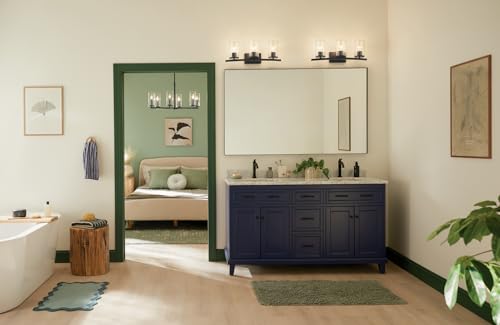 Kichler Crosby 23" 3-Light Vanity Light with Clear Glass in Black, for Bathroom, Powder Room, (23" x 8.75"), 45497BKCLR - color: Black, size: 3 Light, style: Clear Glass