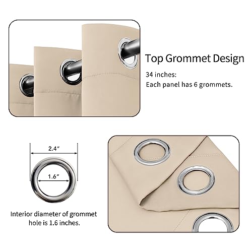 Easy-Going Thermal Grommet Blackout Curtains, 2 Panels 34x45 in, Beige | Washable Grommet Top Window Drapes for Bedroom and Living Room, Noise Reduction, Room Darkening - color: Beige, size: 34"W x 45"L (Pack of 2)