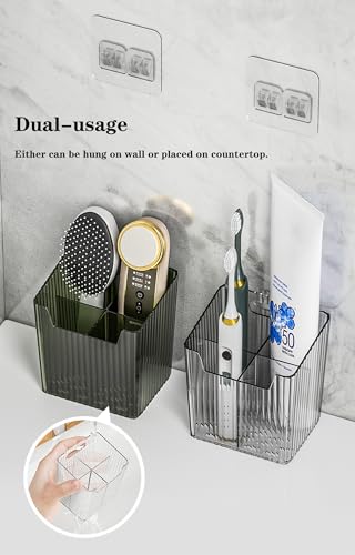 Lae Nuvole 2Pcs Storage Organizer Bins, Wall Shower Toothbrush Caddy, Clear | with Dividers & 4 Adhesive Pads, No Drill, Renter Friendly, BPA-Free PET, Fits Bathroom, Apartment, RVs, Cabinet/Pantry Door - color: Clear-4.33x3.54x4.53in