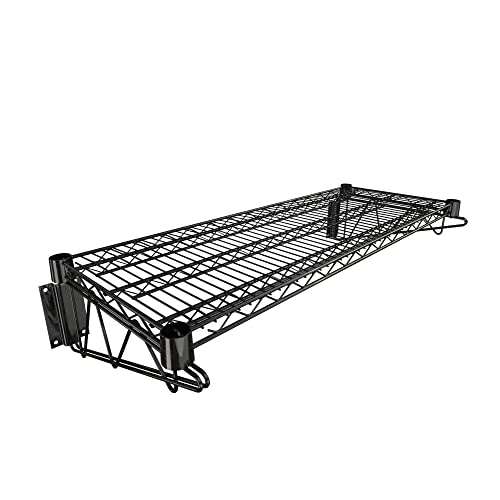 14" x 36" Black Epoxy Wire Wall Mount Shelf - color: Black, size: 14" x 36"