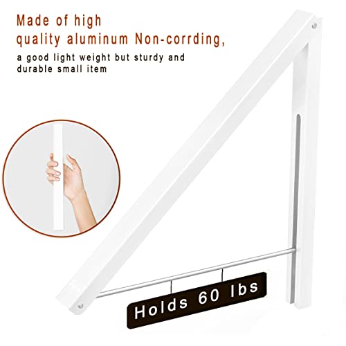 Drying Rack Wall Mounted Clothes Hanger Folding Wall Coat Racks Aluminum Home Storage Organiser Space Savers - color: White