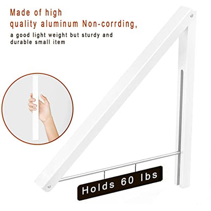 Folding Clothes Hanger Wall Mounted Retractable Clothes Rack, Aluminum, Easy Installation, White - color: White 1