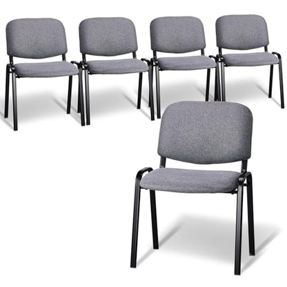 VINGLI 5-Pack Waiting Room Chairs, Stackable Chair for Office, Fabric-Grey | Stacking Chairs, Armless Church Chairs, Space-saving, Guest & Reception, Office Lobby, Business Hall - color: Fabric-grey, size: 5-pack