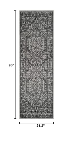 SAFAVIEH Adirondack Collection Runner Rug - 2'6" x 8', Silver & Black, Oriental Medallion Design, Non-Shedding & Easy to Clean, Ideal for Ideal for Hallway, Foyer, Kitchen, Entryway, Bedroom (ADR108A) - color: Silver/Black, size: 2'6" x 8' (Runner)