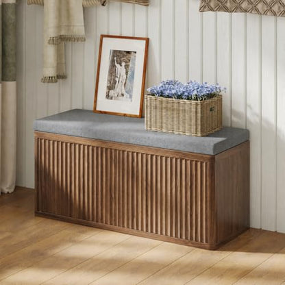 Shoe Cabinet Bench with Cushion,Double Layered Wooden Shoe Bench with Soft Cushion,Shoe Rack for Entryway,Bedroom,Living Room (Walnut Sturdy Entryway Bench) - color: 2 Door Walnut Sturdy Entryway Bench