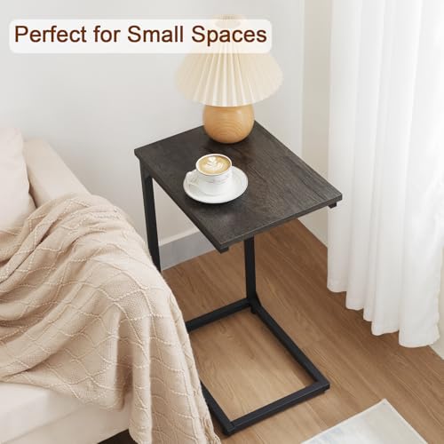 AMHANCIBLE C Shaped End Table Set of 2, Couch Side Table that Slide Under | TV Trays for Eating on Couch, Narrow Small Space Side Tables for Living Room Bedroom, Dark Grey - color: Dark Grey