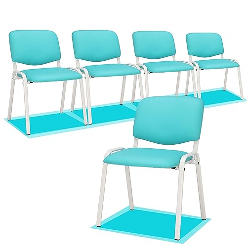 VINGLI 5-Pack Waiting Room Chairs, Stackable Chair for Office, Pu-Blue | Stacking Chairs, Armless Church Chairs, Space-saving, Guest & Reception, Office Lobby, Business Hall - color: Pu-blue, size: 5-pack