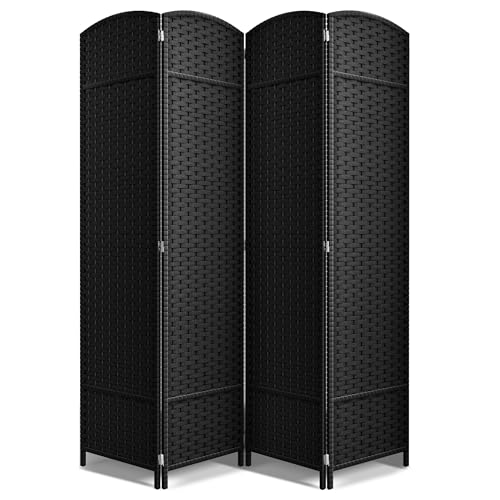Sorbus 4 Panel Room Divider 6 ft. Tall - Privacy Screen, Extra Wide Double Hinged Panels, Mesh Hand-Woven Design, Partition Room Dividers and Folding Privacy Screens, Wall Divider for Room Separation - color: Black, size: 4 Panel