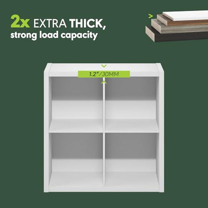 Furinno Cubic 4-Cube Closet Organizers and Storage, Closet Organizer, White | Open Shelf Closet Storage, Closed Back, Extra Thick Frame, for Wardrobe, Bedroom, Living Room - size: 4-Cube