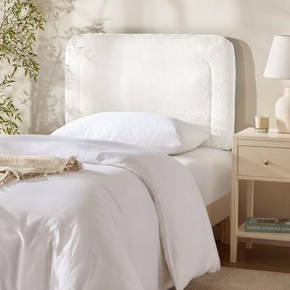 Hearth & Harbor Wall Mounted Twin Headboard Only, Bed Headboard Twin Size | Easy Assemble, Floating Peel & Stick, Upholstered Boucle, 3D Stitched Wall Panels, 5 Strips of 3M Tape Included, Off White - color: 01-off White, size: Twin