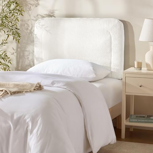 Hearth & Harbor Wall Mounted Twin Headboard Only, Bed Headboard Twin Size | Easy Assemble, Floating Peel & Stick, Upholstered Boucle, 3D Stitched Wall Panels, 5 Strips of 3M Tape Included, Off White - color: 01-off White, size: Twin