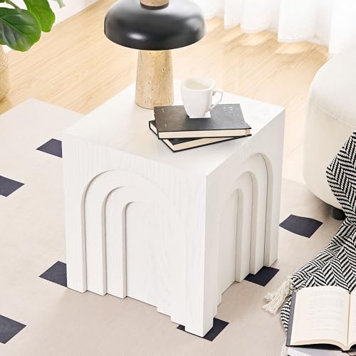 15.74'' Square Coffee Table for Living Room, Minimalist Coffee Table Modern Coffee Table, Tea Table Side Table End Table Small Coffee Table Accent Table Bedside Table for Apartment Office,White - color: White, size: 15.74"x15.74"x17.71"