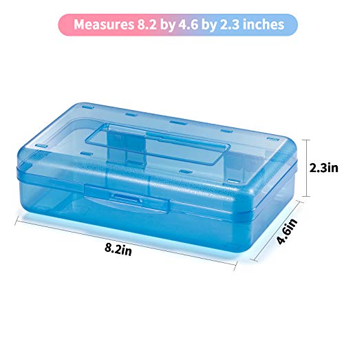 Sooez 3 Pack Pencil Case, Large Hard Pencil Box Bulk, Clear Crayon Box | Marker Pen Organizer, Plastic Storage Container with Snap Lid, Art Craft Organizer Back to School Supplies, Colorful - color: Blue, Yellow, Pink