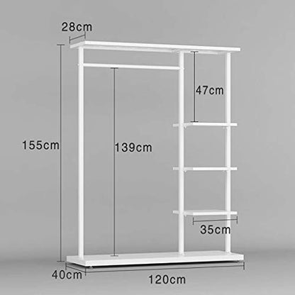 Heavy Duty Garment Rack with Shelves - Clothing Storage Unit for Commercial and Household Use, Standing Shelving for Organized Clothes - size: 120*40*155cm