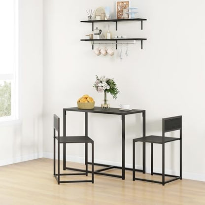 HOMCOM Small Dining Table Set for 2 Compact for Small Spaces, Black | Kitchen Table and Chairs Set, Compact Dining Sets, Breakfast Nook - color: Black