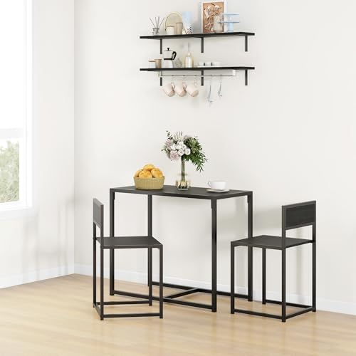 HOMCOM Small Dining Table Set for 2 Compact for Small Spaces, Black | Kitchen Table and Chairs Set, Compact Dining Sets, Breakfast Nook - color: Black