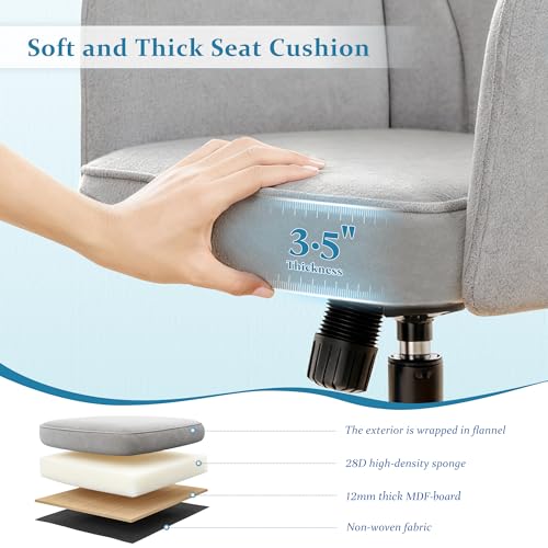 DurayLoly Desk Chair with Shell Back & 360° Swivel Wheels | Comfy Velet Vanity Chair,Adjustable Height,Stylish and Comfortable for Makeup, Work & Relaxation,Grey - color: Grey