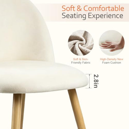 Kitchen Dining Chairs Set of 2, Velvet Upholstered Side Chairs with Wood-Grain Metal Legs, Stylish Modern Kitchen Chairs Accent Chairs for Apartment, Bedroom,Home Bar,Living Space, Beige - color: Beige