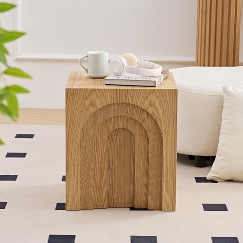 15.74'' Square Coffee Table for Living Room, Minimalist Coffee Table Modern Coffee Table, Tea Table Side Table End Table Small Coffee Table Accent Table Bedside Table for Apartment Office,Nature - color: Nature, size: 15.74"x15.74"x17.71"