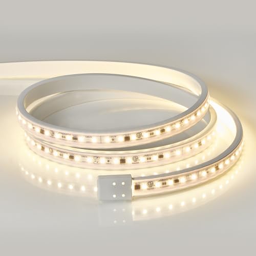 Maxxima 84 in. Hardwired LED Under Cabinet Strip Light, 3200 Lumens, 3000K | Warm White, Kitchen and Living Room 120V White Cove Lighting, No Power Supply Needed - size: 84 Inch