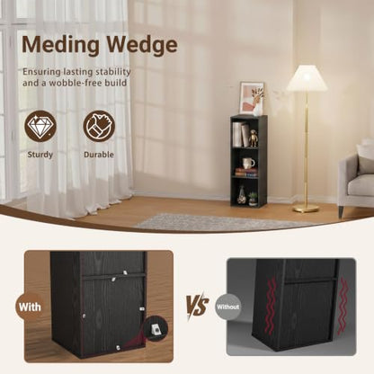 3 Cube Black Book Shelf, Tall Bookcase for Bedroom Home Office Living Room - color: Black, size: 3 Cube