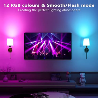Battery Operated Wall Sconces Set of 2, Wireless Rechargeable Dimmable Wall Light with 5600mAh RGB Bulb and Remote for Bedroom, Living Room, Hallway, Black, 24in - color: Black, size: 24 Inch Set of 2
