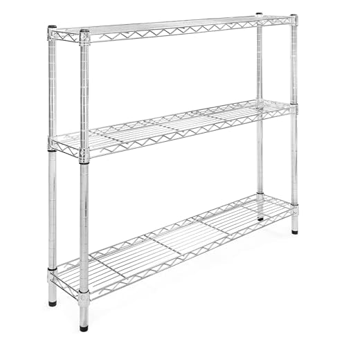 Shelving Inc. 8" d x 42" w Chrome Wire Shelving with 3 Tier Shelves | Weight Capacity 800lbs Per Shelf, Durable Kitchen and Garage Storage Shelves, Adjustable Shelf Organizer Storage Rack - size: 8" d x 42" w x 34" h