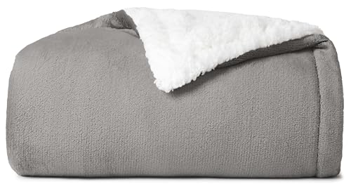 Casual Living Cal King Sherpa Blanket, Reversible Fleece, 108" x 90", Grey | Cozy Sherpa Reverse, Oversized Coverage, Guest & Master Bedroom Ready, Hypoallergenic, Washable, Year-Round Comfort - color: Grey, size: King 108 x 90-inch