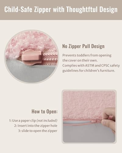 Blissful Diary Kids Couch, 2-in-1 Soft Kids Sofa, Kids Sofa Chair, Comfy Kids Furniture for Playroom, Reading & Play, Shell Pink - color: Shell Pink